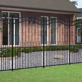 vidaXL Cerca de jardim com topo em forma de lança, preta, 240x175 cm, aço com revestimento em pó