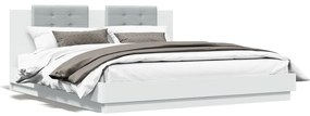 Estrutura de cama com cabeceira e luzes LED 180x200 cm branco
