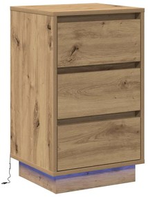 Armário de Cabeceira com LED Carvalho Artesanal 39 x 34.5 x 65 cm Made