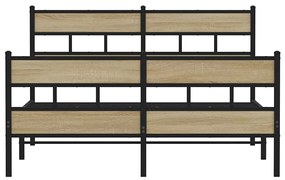Estrutura de cama sem colchão 135x190 cm metal carvalho sonoma