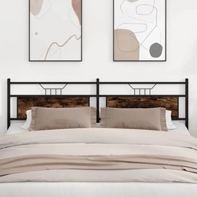 vidaXL Cabeceira de cama 193 cm derivados madeira/aço carvalho fumado