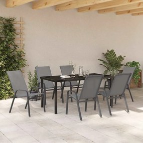 Conjunto de Jantar para Jardim de 7 Peças em Textileno Cinza e Aço