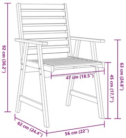 3 pcs conjunto de jantar para jardim madeira de acácia maciça
