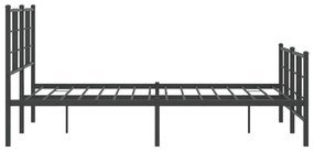 Estrutura de cama com cabeceira e pés 120x190 cm metal preto