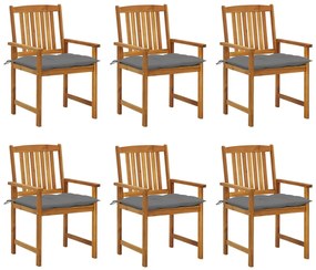 vidaXL Cadeiras de jardim com almofadões 6 pcs acácia maciça