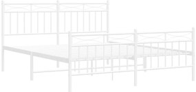 Estrutura de cama com cabeceira e pés 160x200 cm metal branco