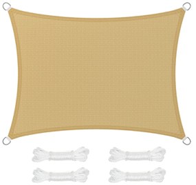 SONGMICS Toldo de proteção solar HDPE 3 x 4 m, proteção solar UV, respirável, jardim, varanda, pátio, respirável, permeável à água, areia, amarelo GSS34EYV1