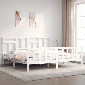 Cama sem colchão 200x200 cm madeira de pinho maciça branco