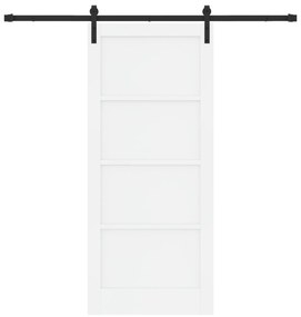 Porta Deslizante vidaXL com Conjunto de Ferragens Branca 86x198.5 cm M
