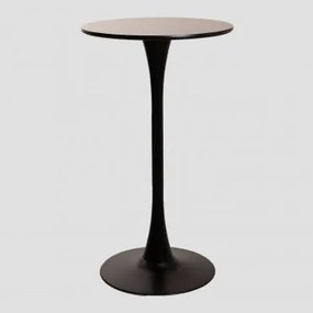 Mesa Alta Redonda Ø60 Cm Em Mdf E Metal Ivet Style Preto - Sklum