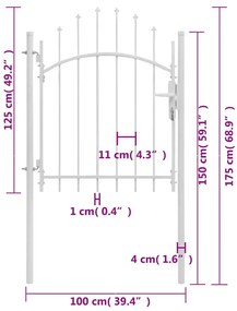 Portão de jardim 1x1,75 m aço branco