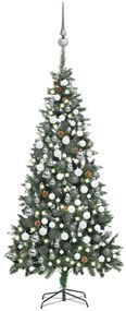 vidaXL Árvore Natal artificial pré-iluminada c/ bolas e pinhas 210 cm