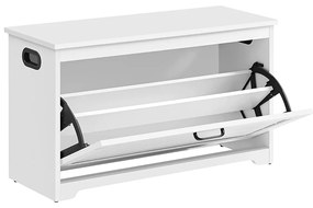 VASAGLE LHS120T10 Sapateira com Tampo, Banco com Divisórias Internas Ajustáveis, Porta Articulada, com Puxadores Laterais, para Corredor, 80 x 30 x 46 cm, Branco