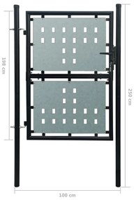 Portão de cerca com porta única 100x250 cm preto