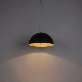 Candeeiro de suspensão industrial preto com dourado 50 cm - Magna