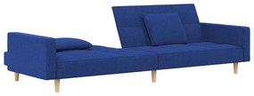 Sofá-cama 2 lugares com duas almofadas tecido azul