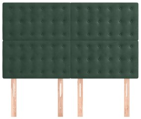 Cabeceira de cama 4 pcs veludo 72x5x78/88 cm verde-escuro