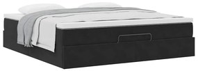 Estrutura de cama otomana com colchão 180x200 cm veludo preto