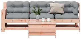 4 pcs conj. lounge jardim com almofadões madeira douglas maciça