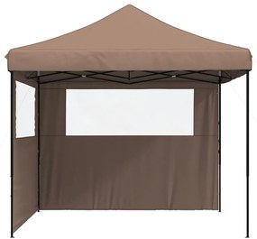 Tenda p/ festas pop-up dobrável com 2 paredes laterais castanho