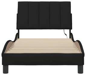 Estrutura de cama sem colchão 80x200 cm tecido preto