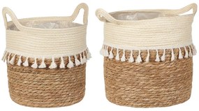 Conjunto de 2 cestos para vasos em fibras de algas cor natural MATIKU Beliani