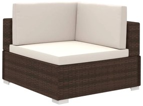 8 pcs conjunto lounge jardim c/ almofadões vime PE castanho