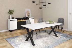 Mesa de sala de jantar | 10 pessoas | 200 | Robusto e estável graças à sua estrutura e pernas sólidas | Ideal para reuniões familiares | Branco | Esti