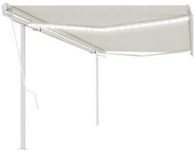 Toldo automático c/ LED e sensor de vento 5x3,5 m cor creme