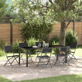 vidaXL Conjunto de Jantar de Jardim com 7 Peças Preto Textilene e Aço