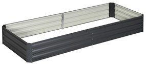 Outsunny Caixa de Plantio de Aço Galvanizado para Cultivar Plantas Flores Ervas com Fundo Aberto 180x90x30 cm / 241x90,5x30 cm Cinzento