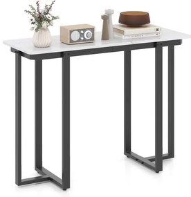 Mesa de console moderna de mármore sintético para entrada com estrutura geométrica de metal - branca