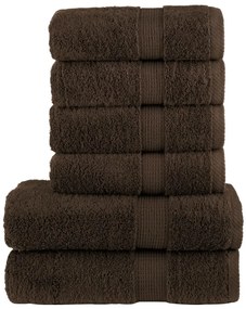 6pcs Conjunto toalhas banho premium SOLUND 600 gsm castanho