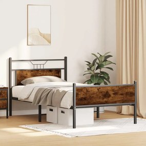 Estrutura de cama sem colchão 107x203 cm carvalho fumado
