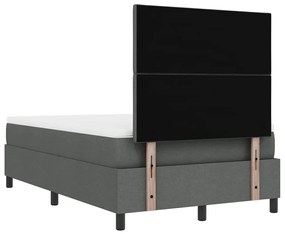 Cama Box Spring com Colchão &amp; Banco Cinza Escuro 120x200 cm Tecido