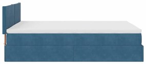 Estrutura de cama otomana com colchão 140x190cm azul escuro