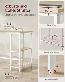 Secretária de escritório 100 x 50 x 76 cm bege natural-branco