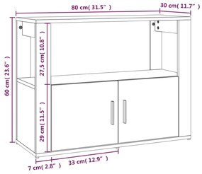 Aparador Sado de 80 cm - Branco Brilhante - Design Moderno