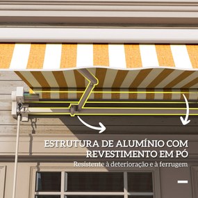 Toldo de parede exterior com manivela manual Proteção solar UV Resistente a água 300x250cm Creme