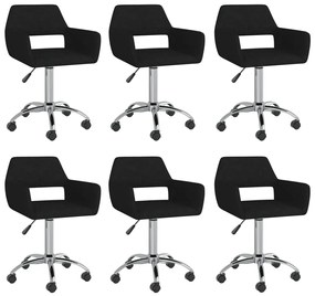 vidaXL Cadeiras de jantar giratórias 6 pcs tecido preto