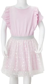 Vestido de criança com folhos rosa-claro 92