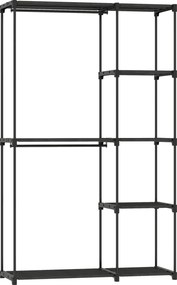 HOMCOM Armário de Arrumação Cabideiro Portátil com 2 Varões e 6 Prateleiras 111x43x185 cm Preto | Aosom Portugal