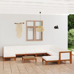 vidaXL 11 pcs conjunto lounge de jardim c/ almofadões acácia maciça