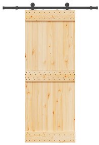 VidaXL Porta de correr com ferragens 80x210 cm madeira de pinho maciça
