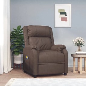 vidaXL Poltrona de massagens elétrica couro artificial castanho