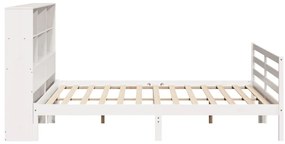 Cama com estante sem colchão 200x200 cm pinho maciço branco