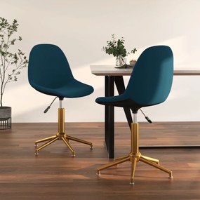 vidaXL Cadeiras de jantar giratórias 2 pcs veludo azul