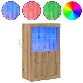 Sideboard vidaXL com luzes LED Carvalho Artesanal 60x37x100 cm
