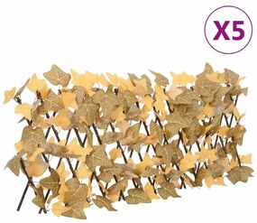 vidaXL Treliça de ácer artificial extensível 5 pcs 180x30 cm laranja