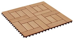 Ladrilhos de pavimento 11 pcs WPC 30x30 cm 1m² cor de teca